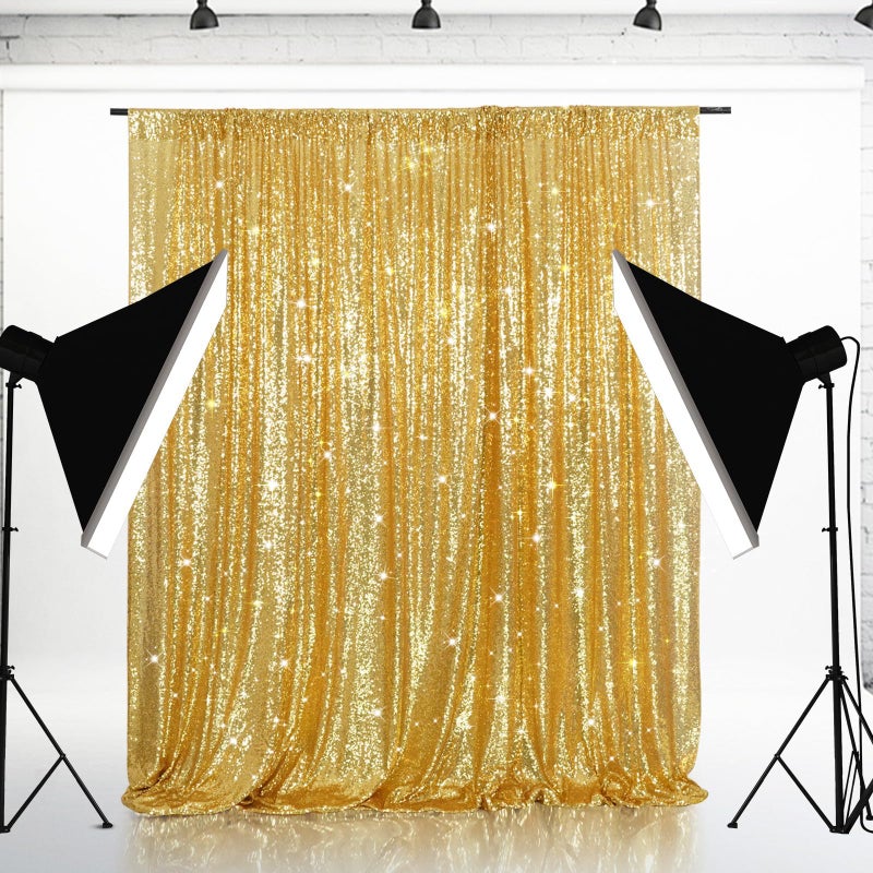 Eternal Beauty Gold Sequin Backdrop, 10x10 Ft Glitter Background Curtains for Valentines Shimmer Photography Party Wedding Birthday Back Drop Decor - Image 3